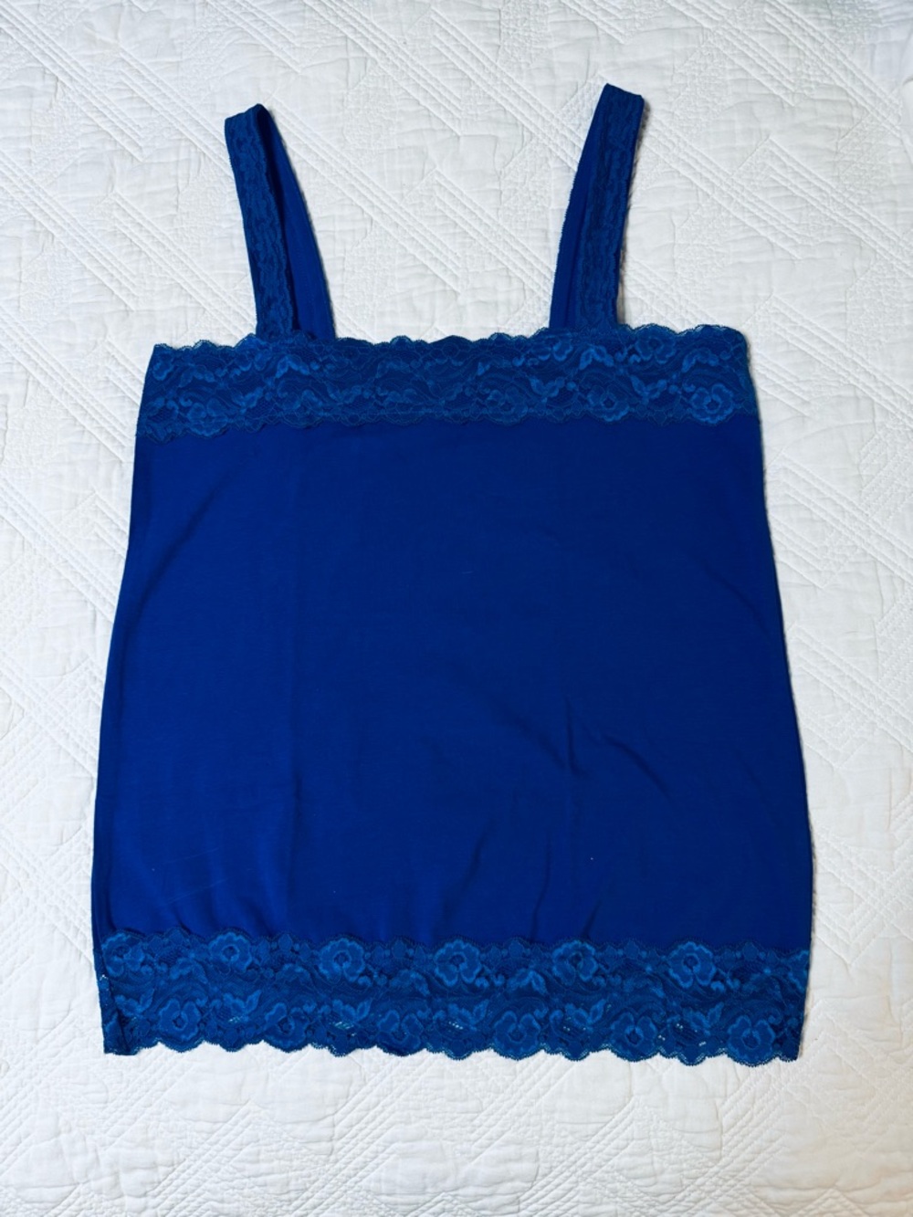 Turtle Bay Y2K Lace Trim Cami Tank Royal Blue Sz Medium EUC Like New